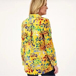 Vibrant Yellow Leaf Print Men's Shirt